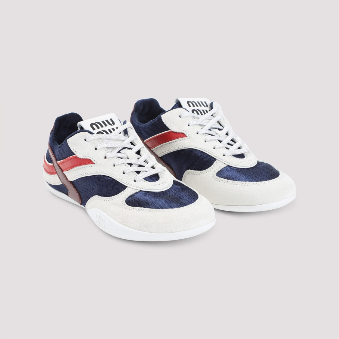 Miu Miu Navy And White Leather Sneakers