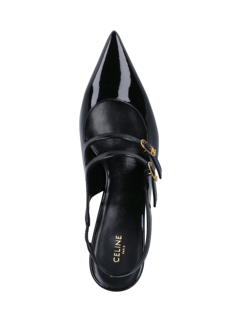 Céline Pointed Toe Slingback Pumps With Dual Adjustable Straps