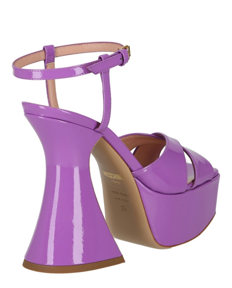 Moschino Patent Leather Platform Heeled Sandals