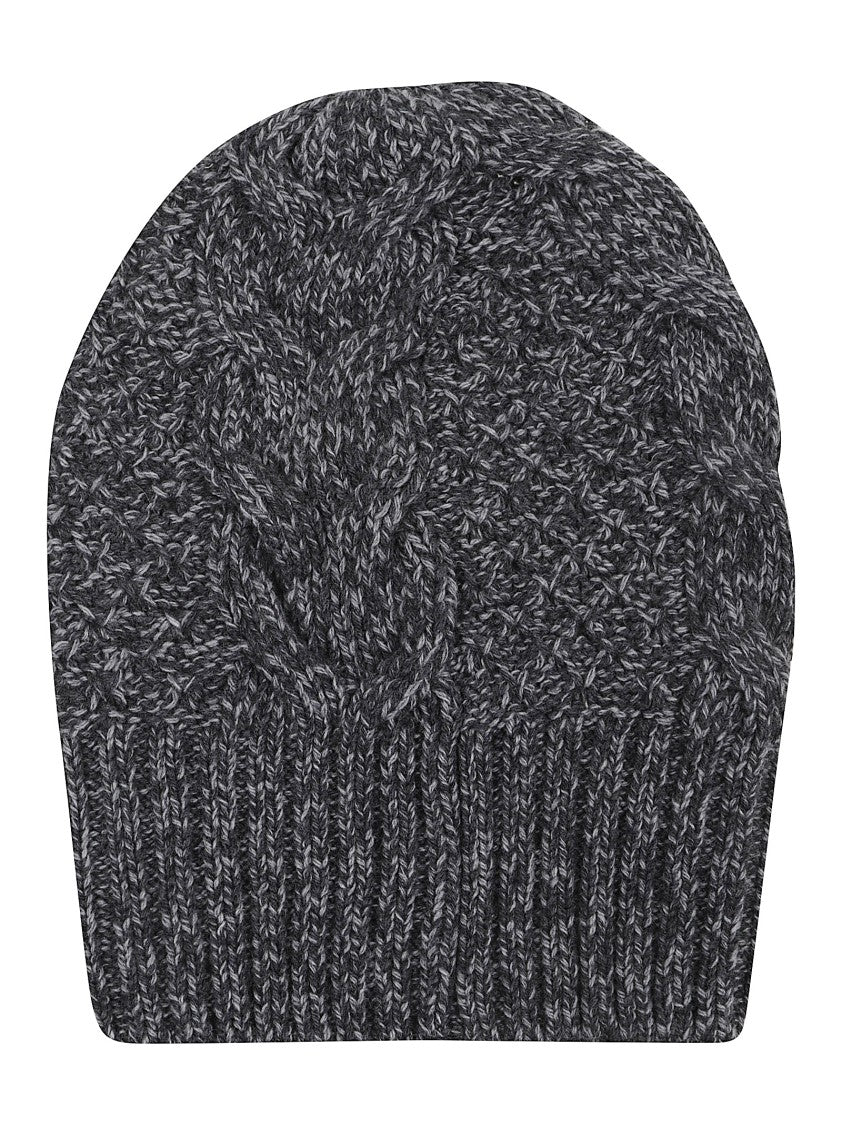Ermanno Scervino Cable Knit Hat With Ribbed Brim