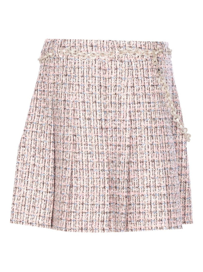 Self-Portrait Pleated Mini Skirt With Textured Fabric