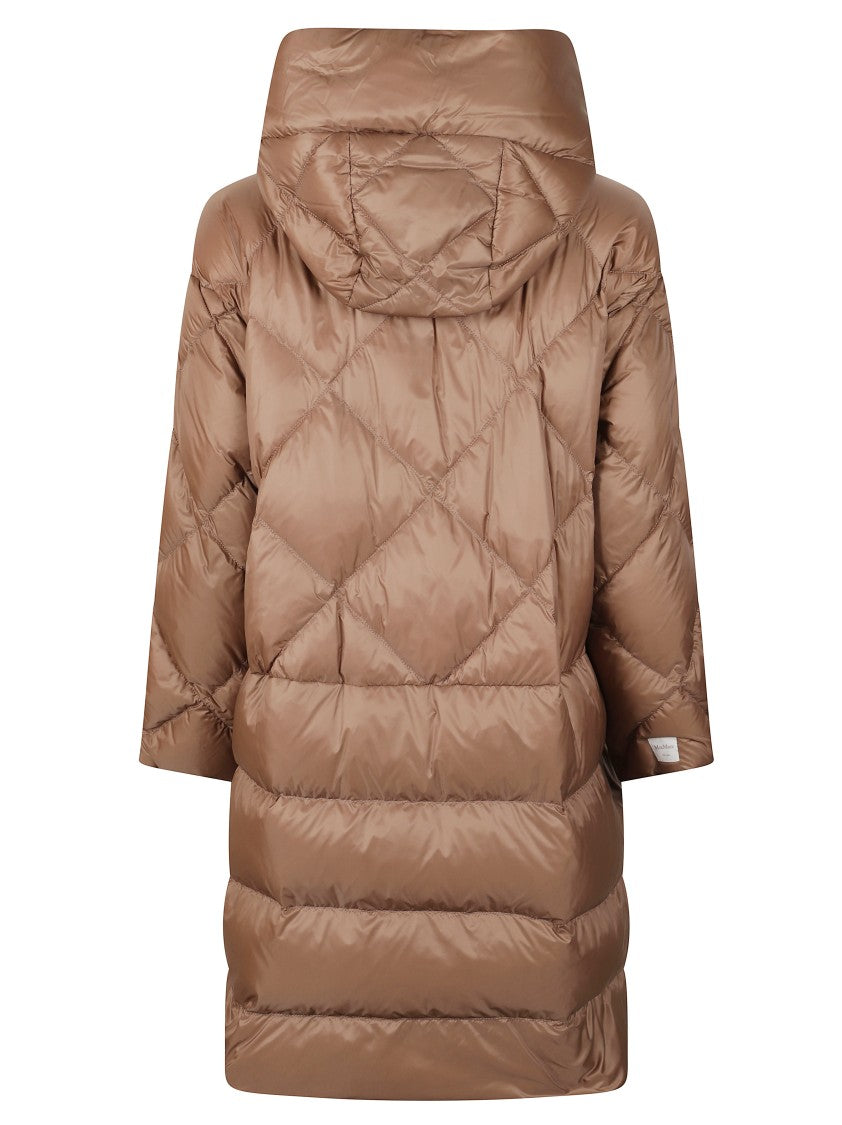 Max Mara Quilted Down Coat With Hood And Three-Quarter Sleeves