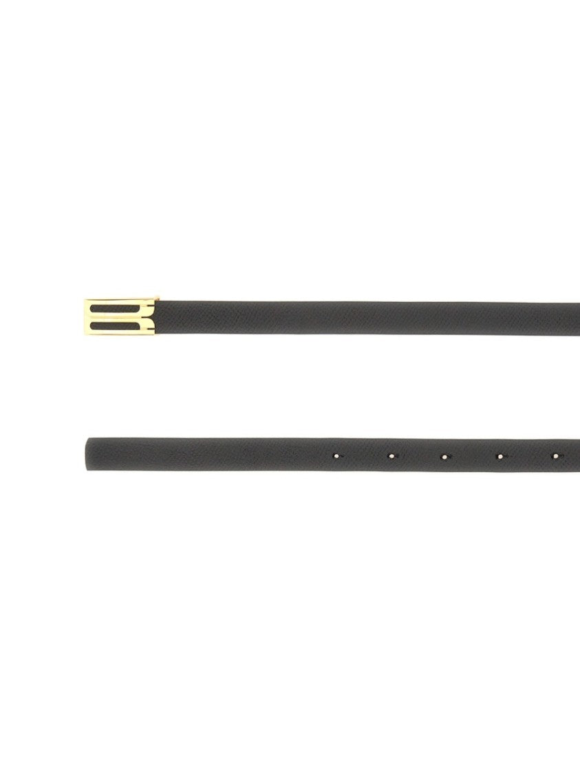 Victoria Beckham Textured Black Leather Belt