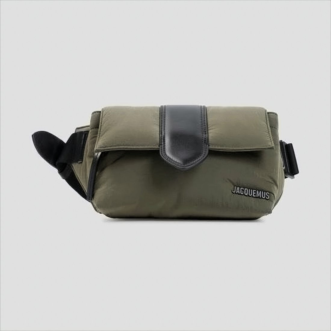 Jacquemus Structured Green Polyamide Belt Bag With Leather Accents
