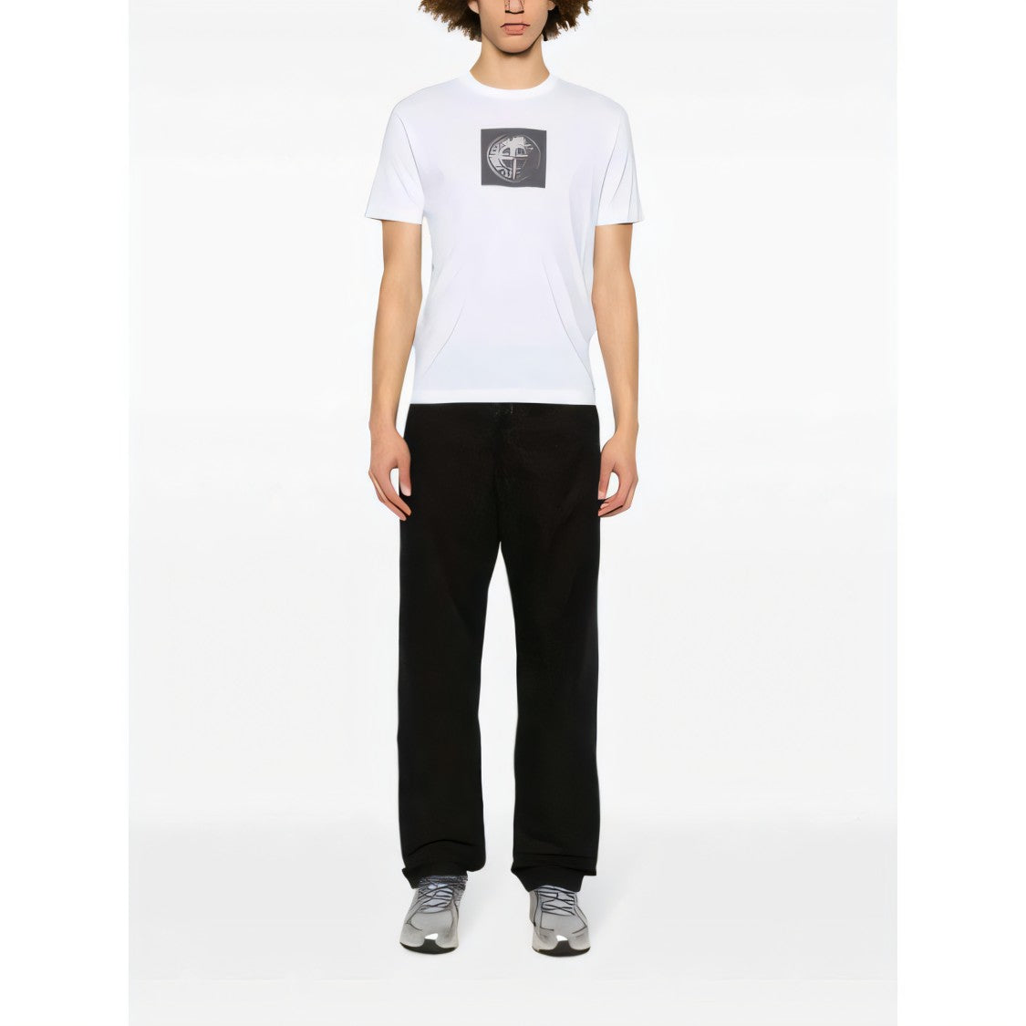 Stone Island White Graphic Print Short-Sleeved T-Shirt