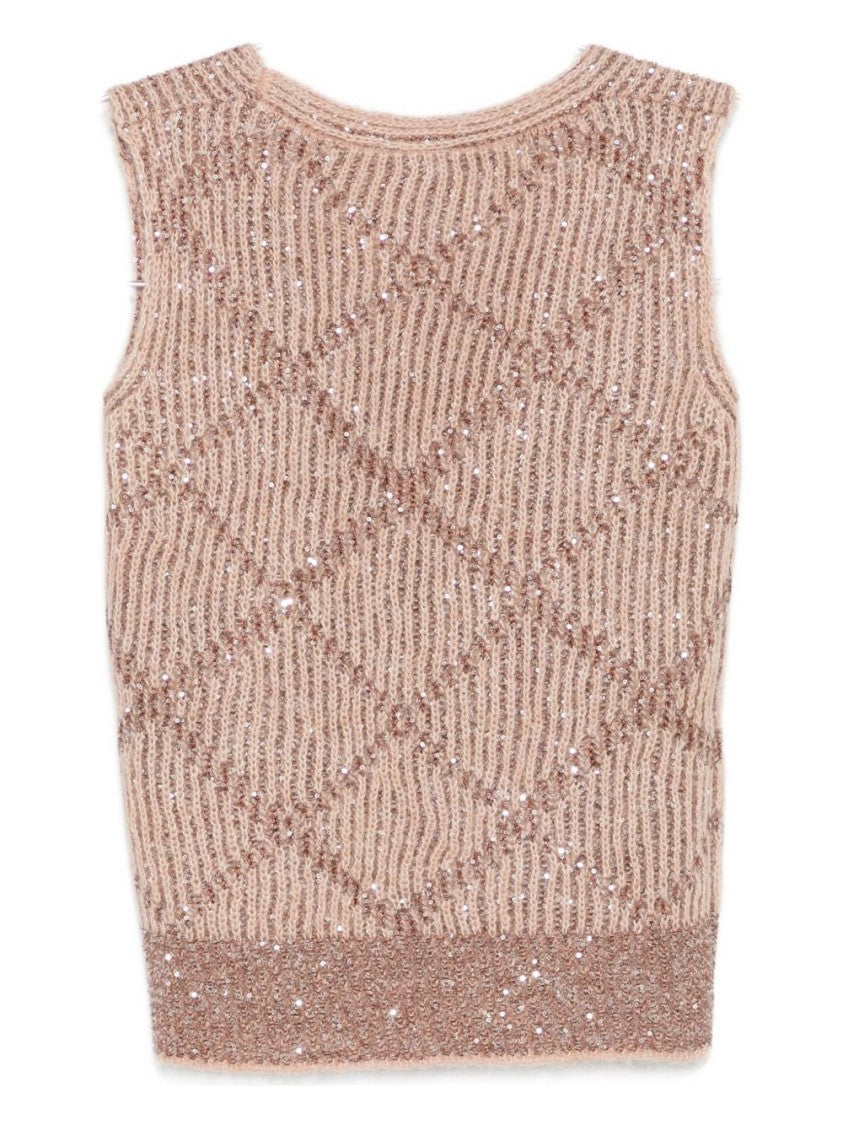 Dexterior Sleeveless Diamond Pattern Knit Sweater