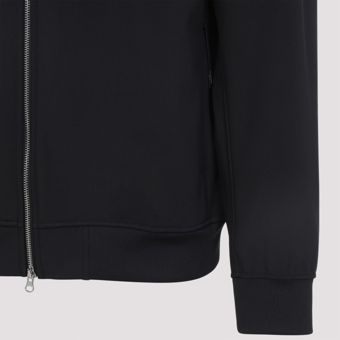 Stone Island Streamlined Black Jacket With Ribbed Cuffs