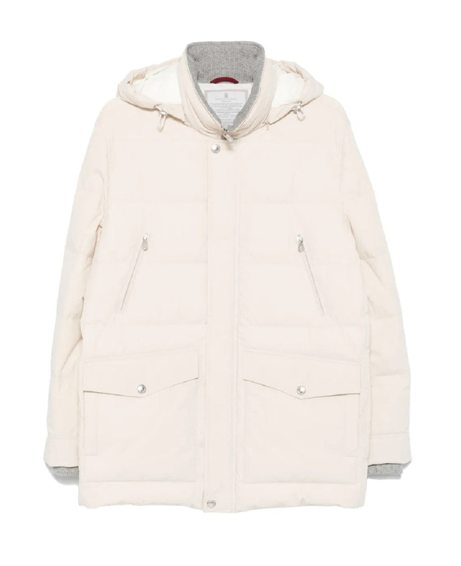 Brunello Cucinelli Padded Jacket With High Collar And Hooded Design