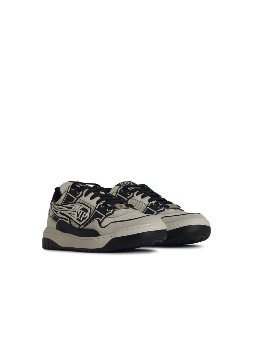 Philipp Plein 'Hexagon' White Leather Sneakers