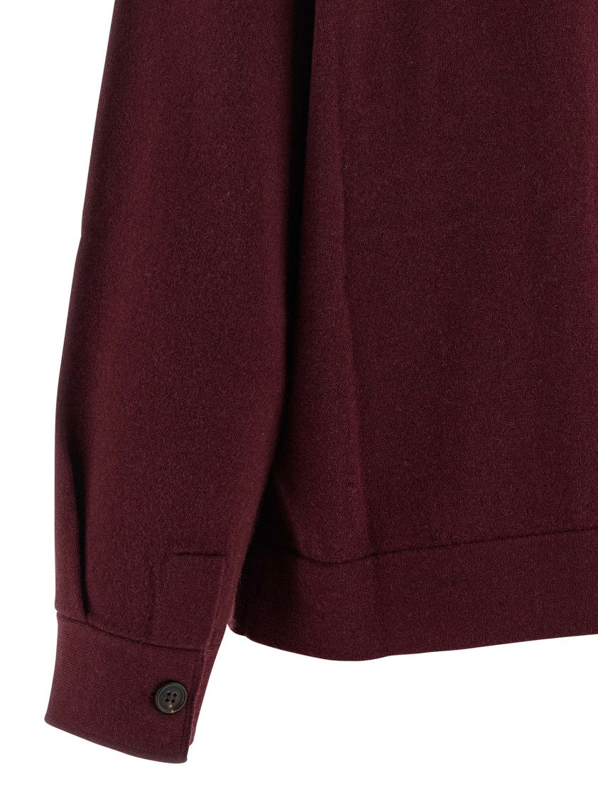 Brunello Cucinelli Front Button Closure Knitted Shirt In Soft Burgundy Blend