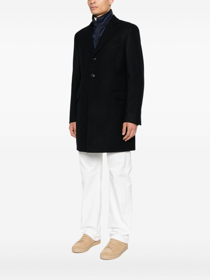 Fay Impeccably Tailored Blue Wool-Cashmere Overcoat