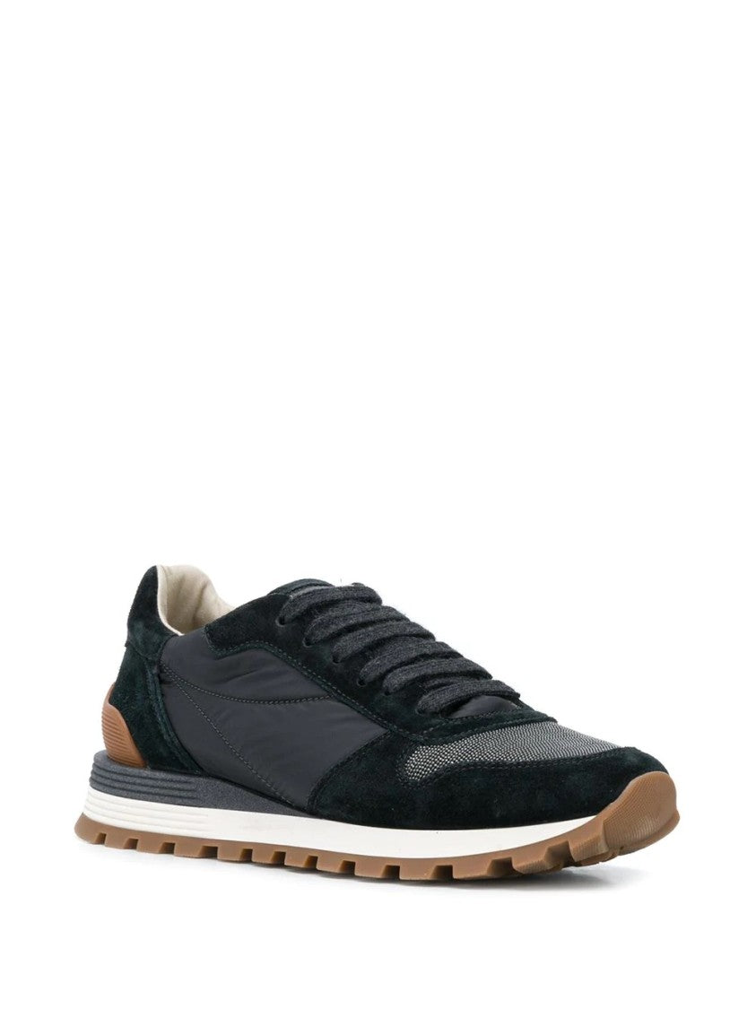 Brunello Cucinelli Leather Sneakers With Design And Fit