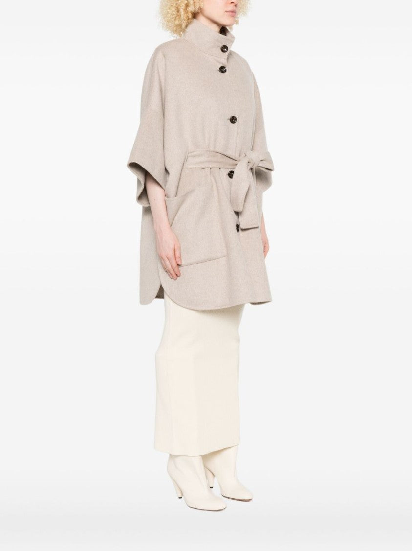 Liu Jo Relaxed Beige Coat With Button Fastening And Patch Pockets