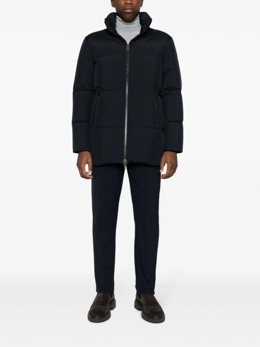 Herno Padded Half Coat With High Collar And Zippered Pockets
