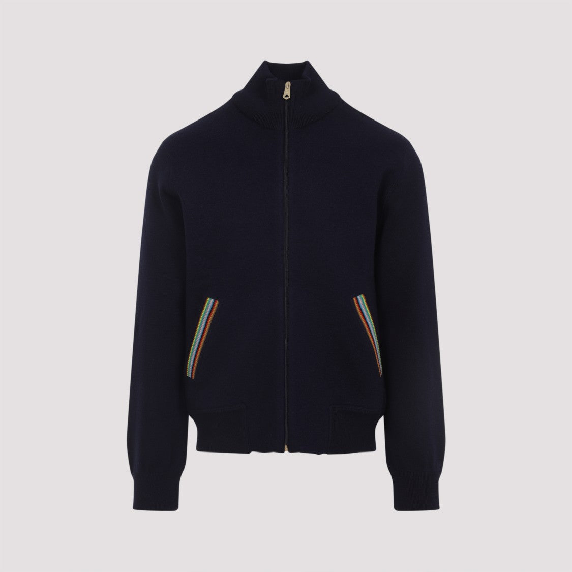Paul Smith Knitted Blue Wool Bomber Jacket
