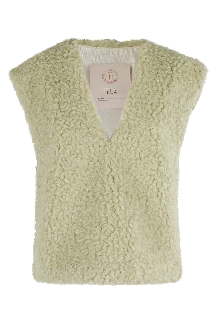 Tela V-Neck Teddy Effect Canvas Vest