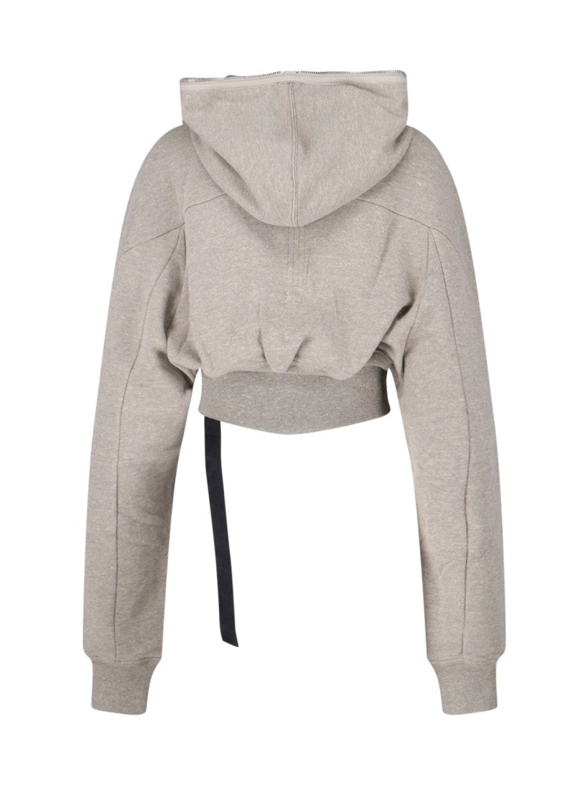Drkshdw By Rick Owens Grey Cotton Blend "Collage Gimp" Crop Sweatshirt