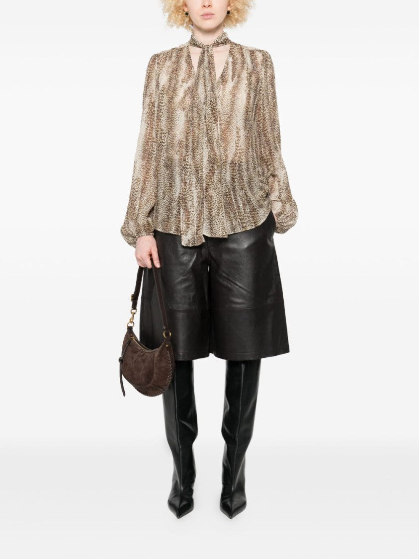 Twin-Set Flowing Blouse With Delicate Animal Print