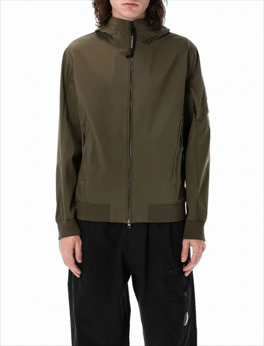 C.P. Company Minimalist Brown High Collar Jacket With Zipper Closure
