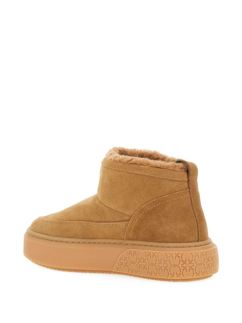 Pinko Brown Calf Leather Ankle Boots