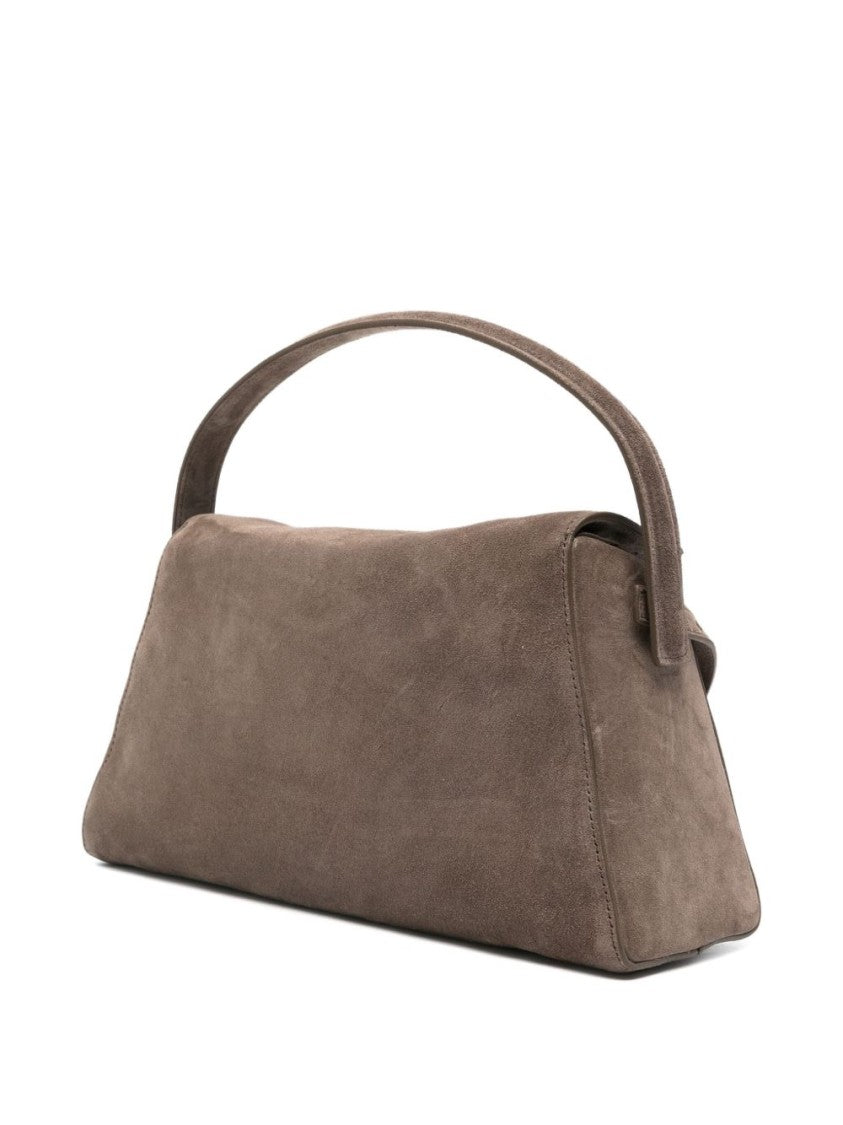 Benedetta Bruzziches Trapezoidal Brown Shoulder Bag With Adjustable Strap