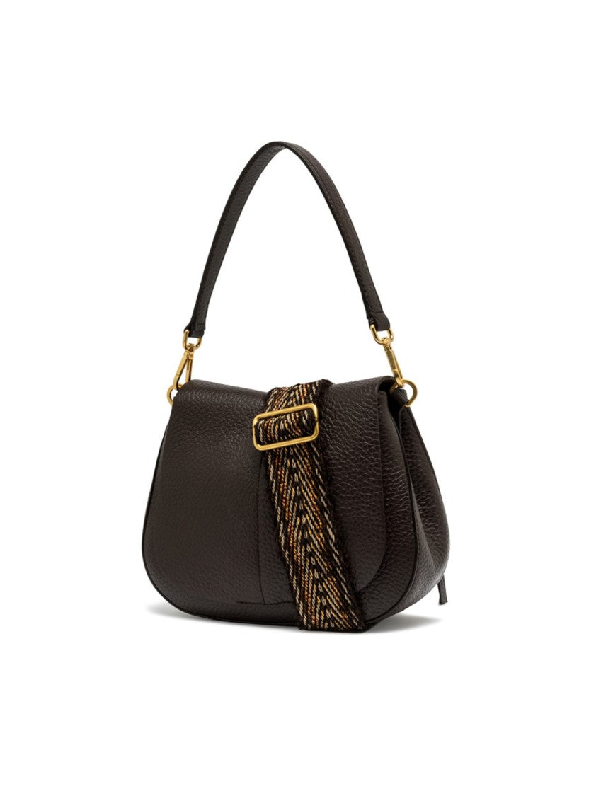 Gianni Chiarini Structured Brown Maxi-Grain Leather Helena Round Handbag