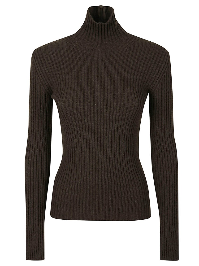 Max Mara Fitted Ribbed Turtleneck Sweater