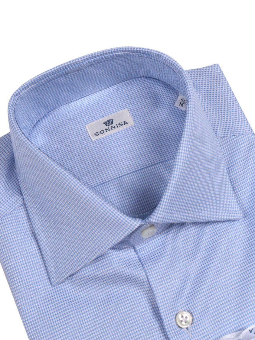 Sonrisa Light Blue Micro-Check Formal Shirt