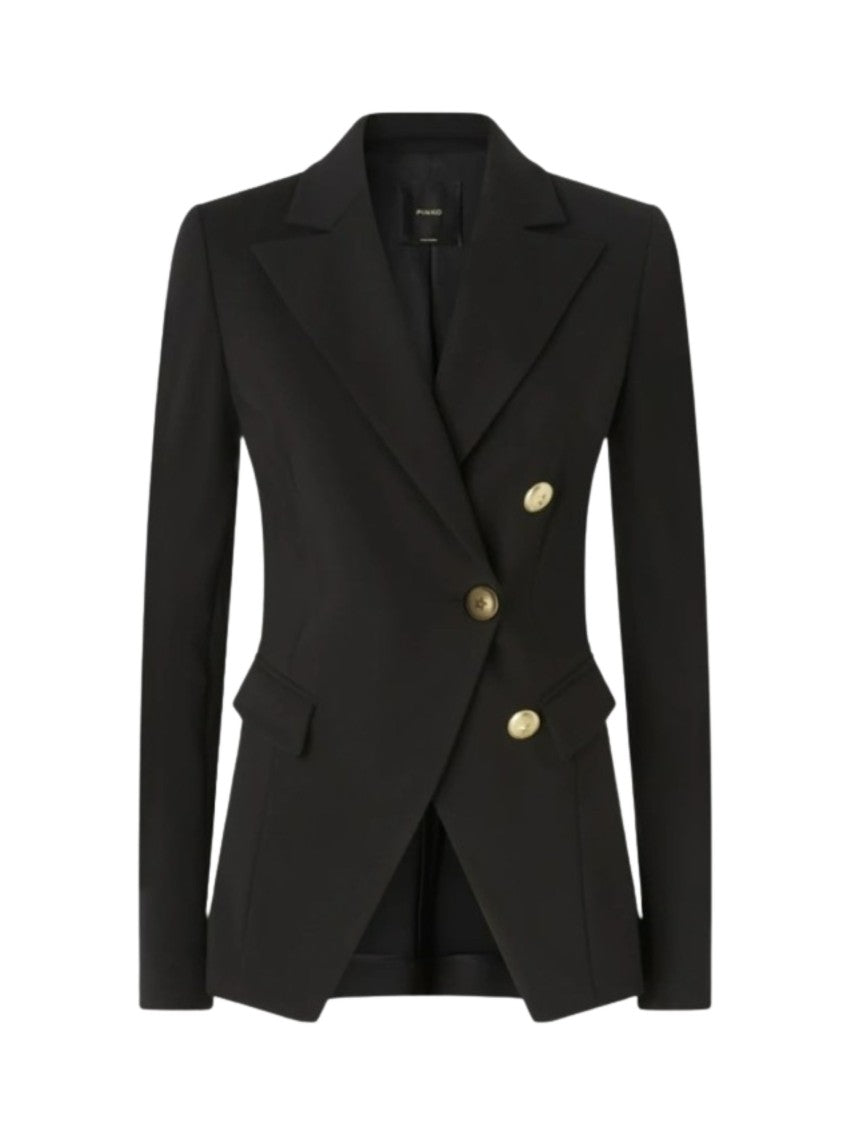 Pinko Asymmetric Tailored Blazer With Gold Buttons And Structured Shoulders