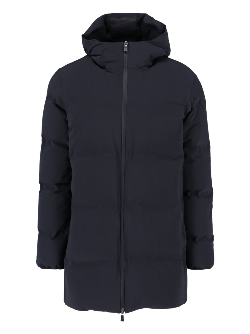 Herno Black Quilted Hooded Zip Jacket