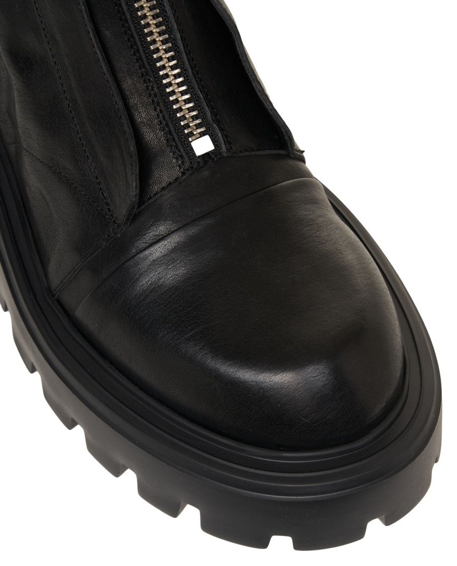 Mattia Capezzani Sophisticated Leather Ankle Boots With Zipper Closure