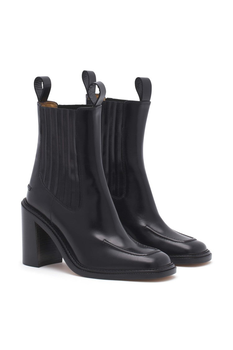 Maison Kitsuné Polished Black Leather Boots