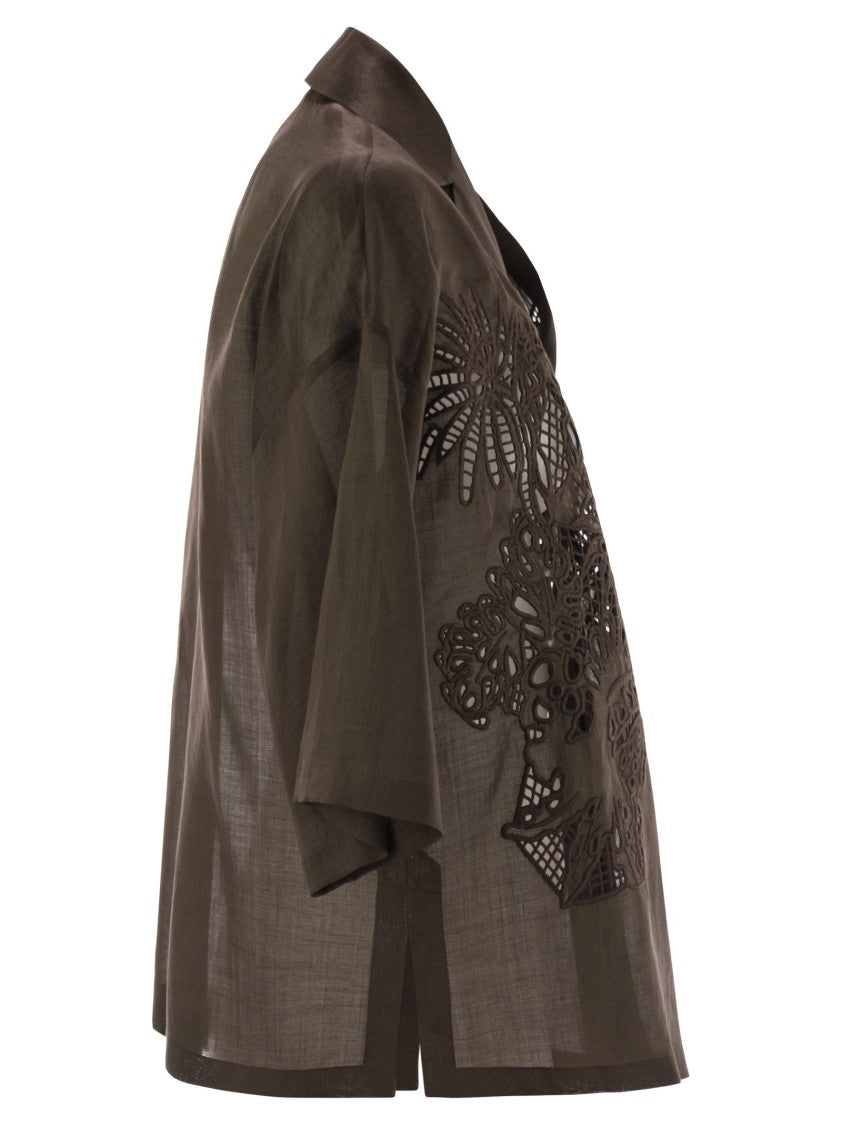 Max Mara Legno - Boxy Shirt In Ramie Canvas