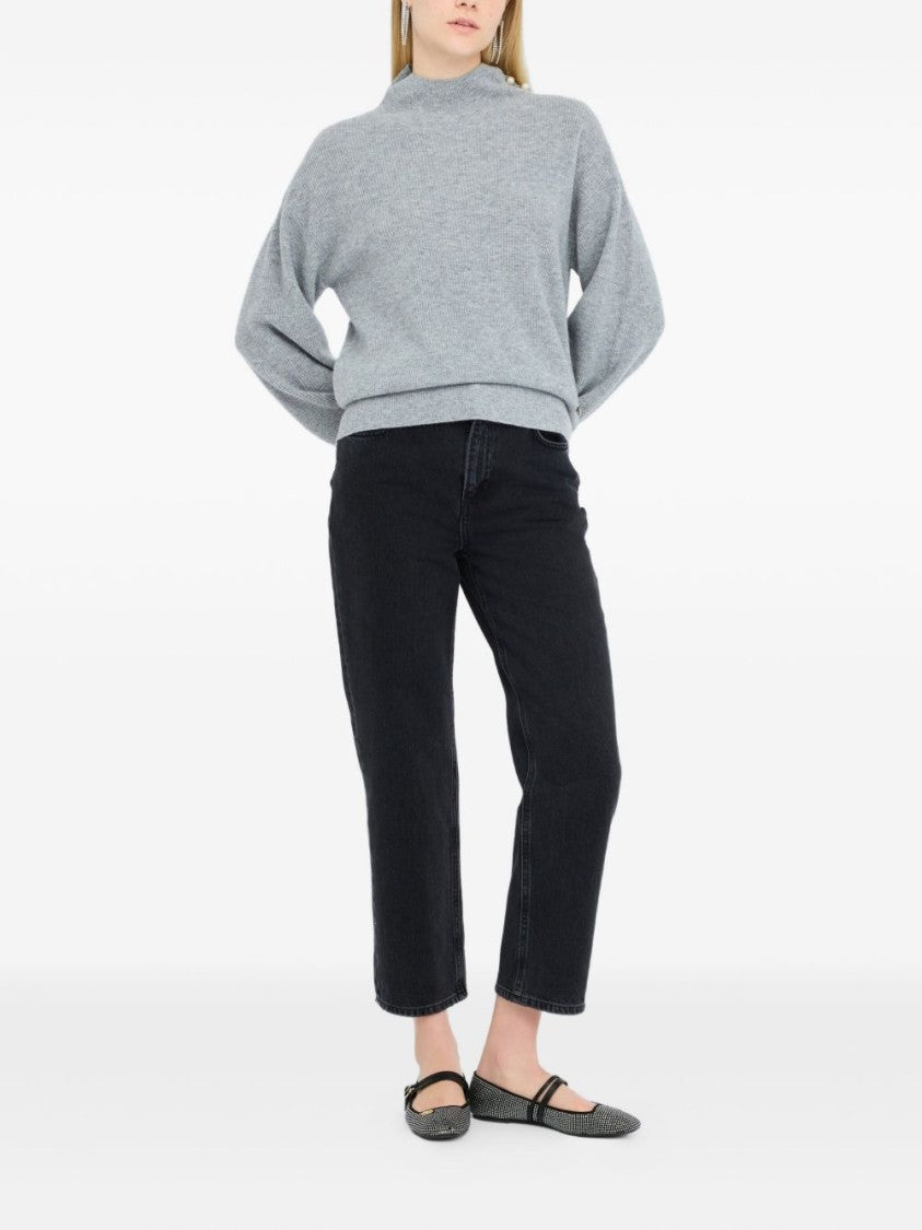 Liu Jo Ribbed Knit Sweater With Pearl Button Detail