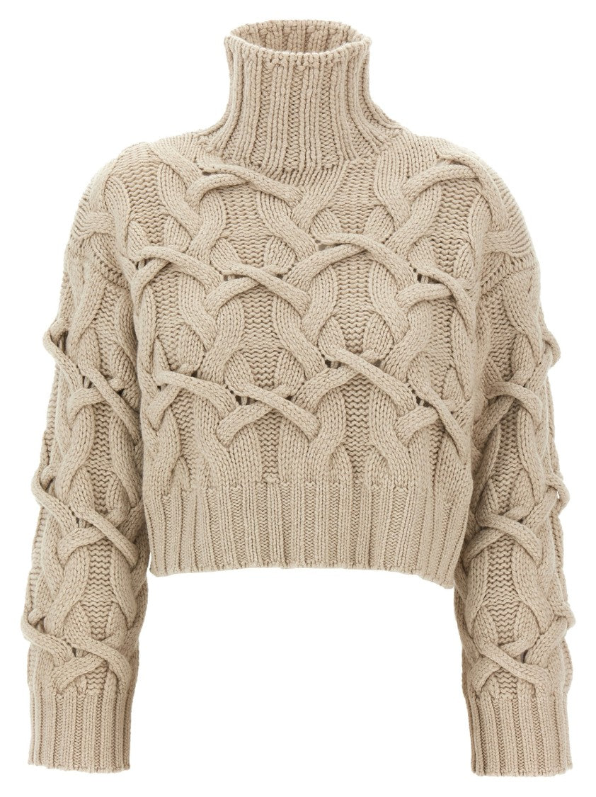 Brunello Cucinelli Braided Cashmere Sweater With High Neck