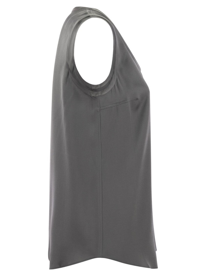 Brunello Cucinelli Stretch Silk Satin Top