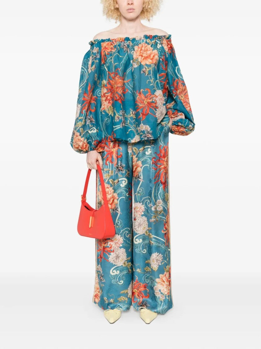 Alemais Floral-Print Pleated Trousers