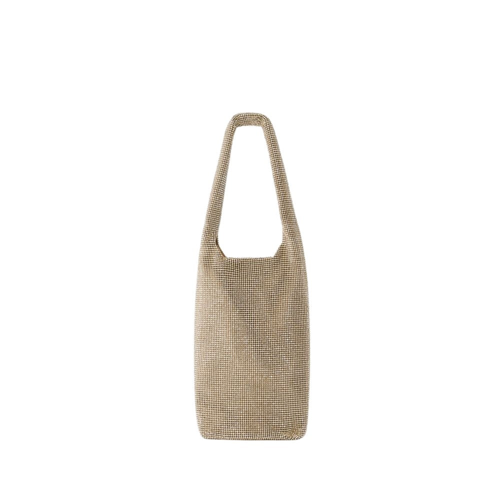 Kara Crystal Mesh Wine Cooler Shoulder Bag - Mesh - Beige