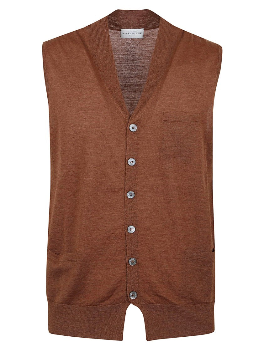 Ballantyne Black/Blue Fine Wool Knit Gilet
