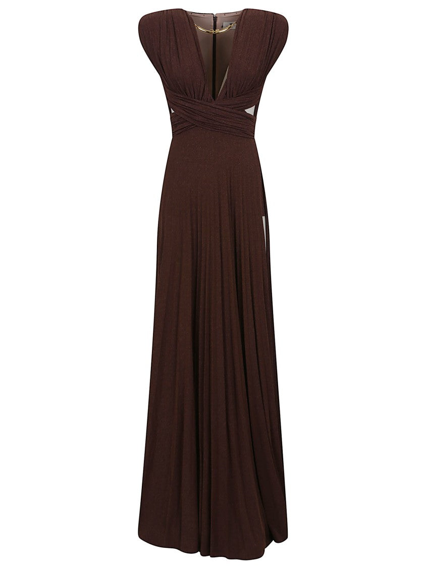 Elisabetta Franchi Deep V-Neck Maxi Dress
