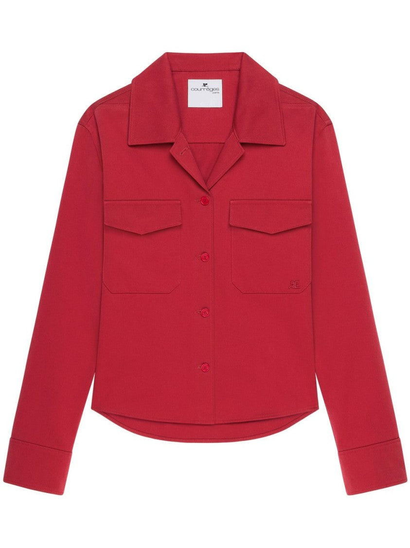 Courrèges Vibrant Red Cotton Shirt With Logo