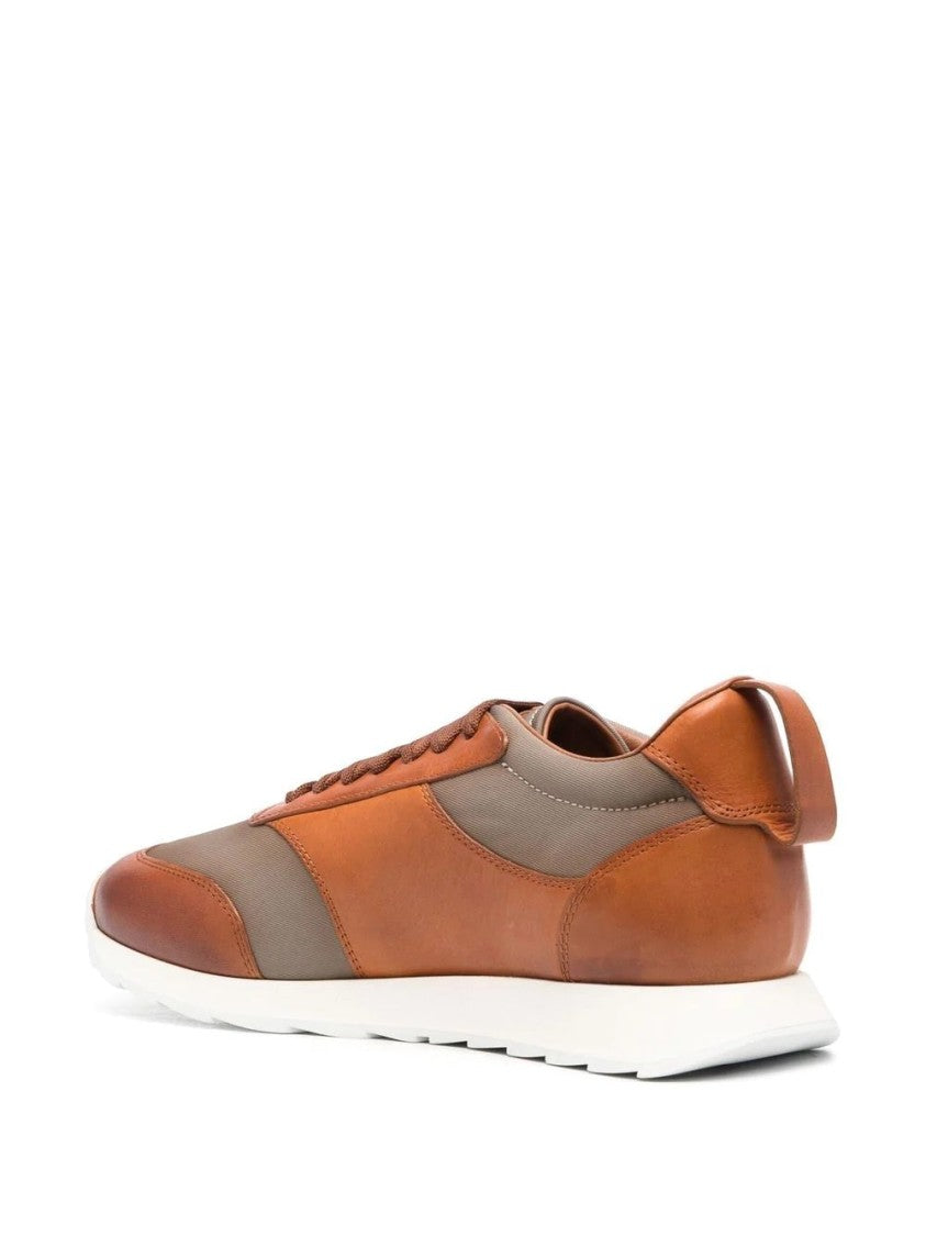 Giorgio Armani Grey Cow Leather Trainers With Padded Collar