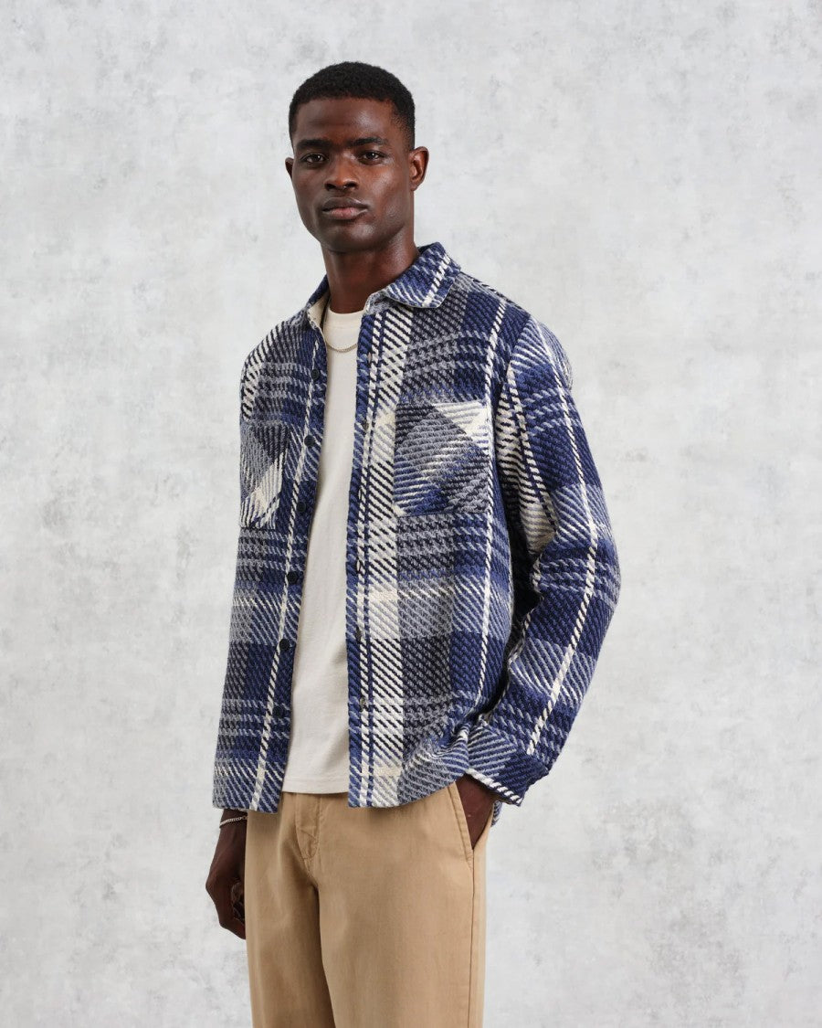 Wax London Navy And Ecru Check Multi-Functional Layering Top