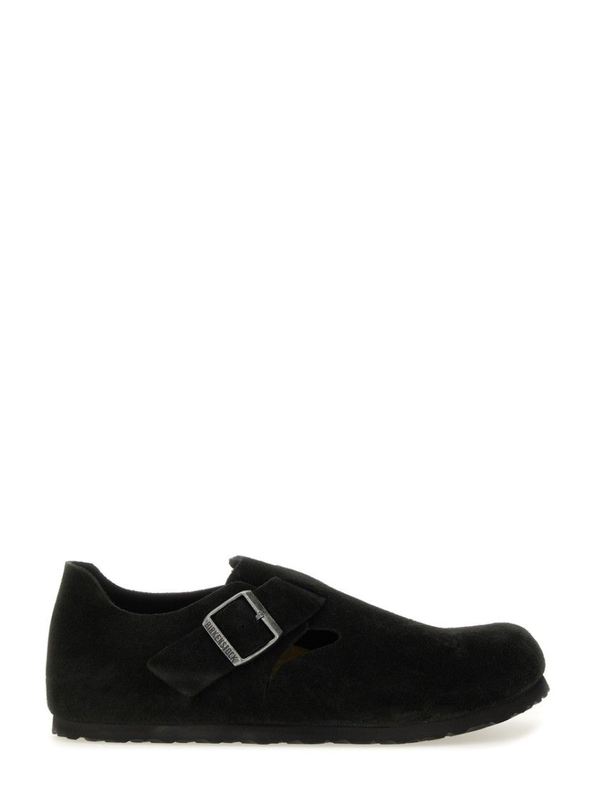 Birkenstock Suede Slip-On Sabot With Adjustable Buckle Strap