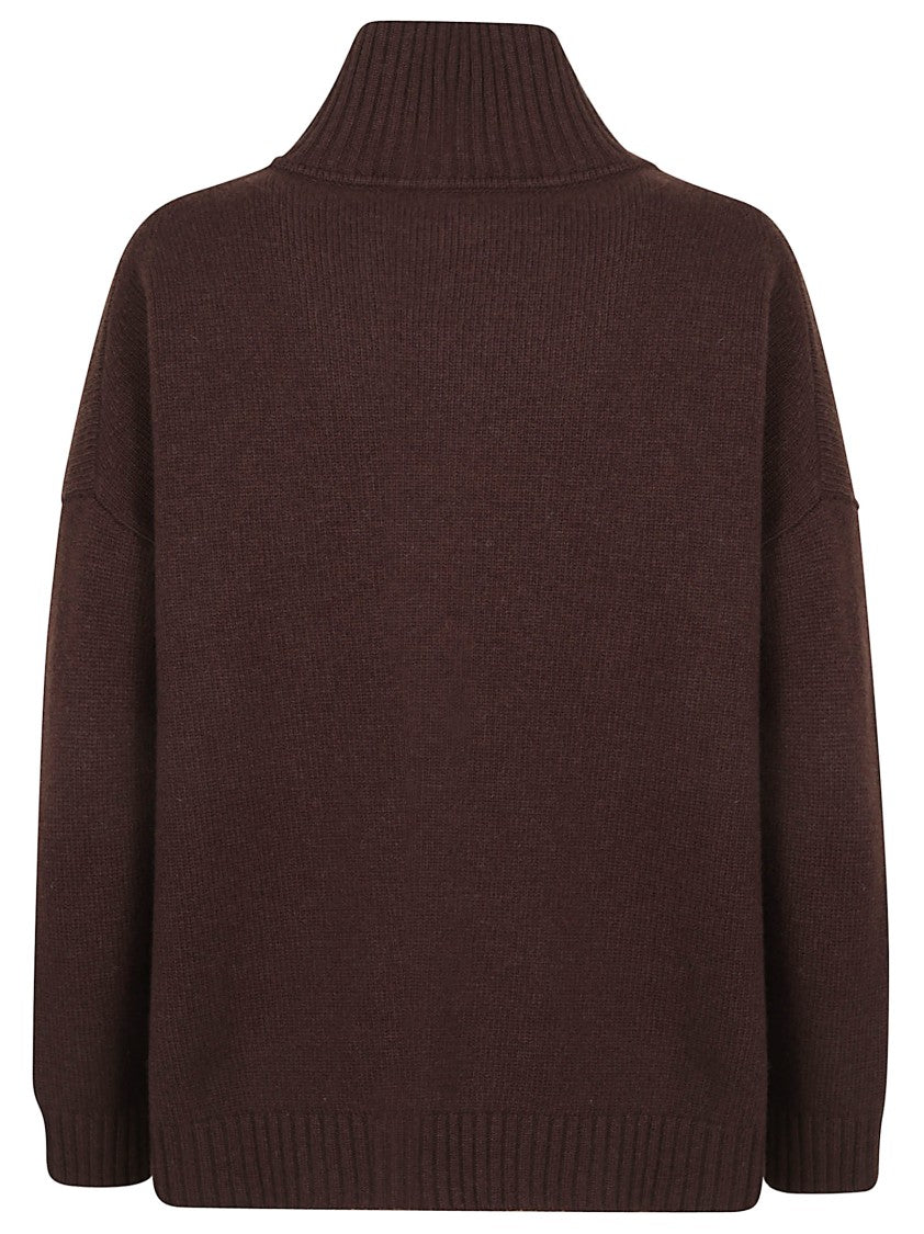 Max Mara Overfit Brown Wool Turtleneck Sweater