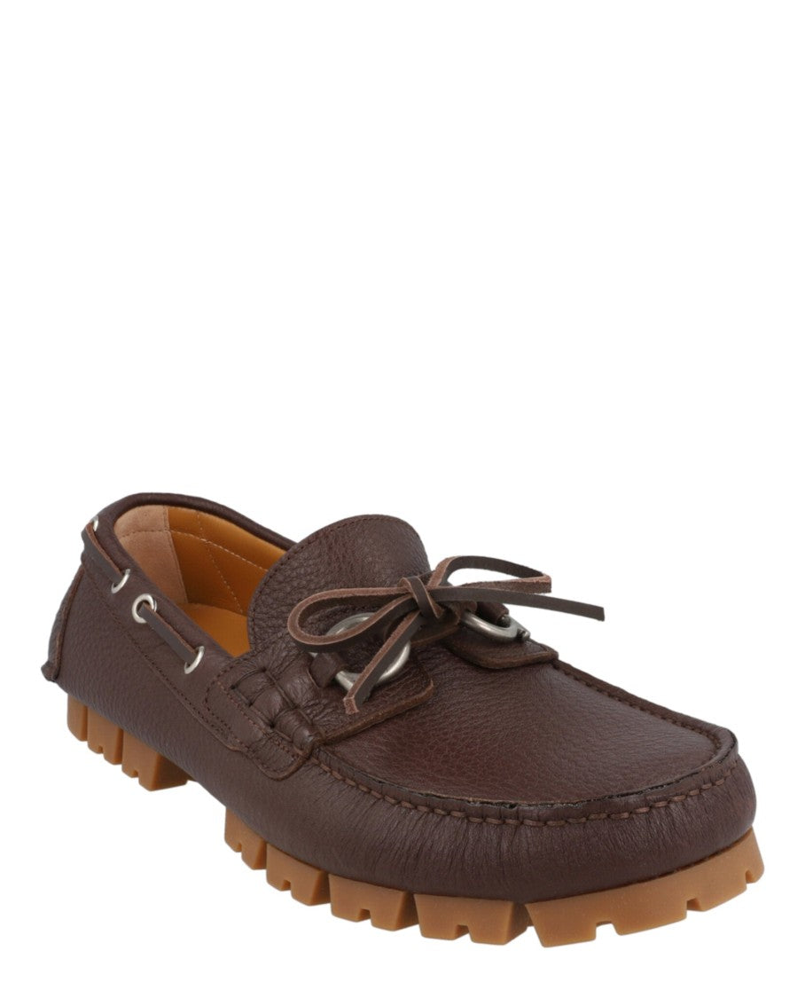 Ferragamo Pebbled Calfskin Leather Loafers