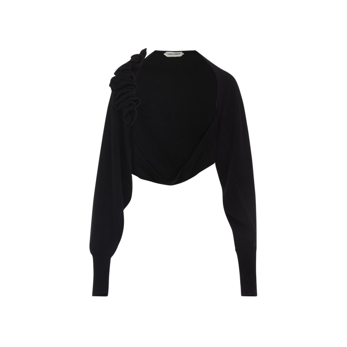 Alberta Ferretti Open Front Black Wool And Silk Cardigan