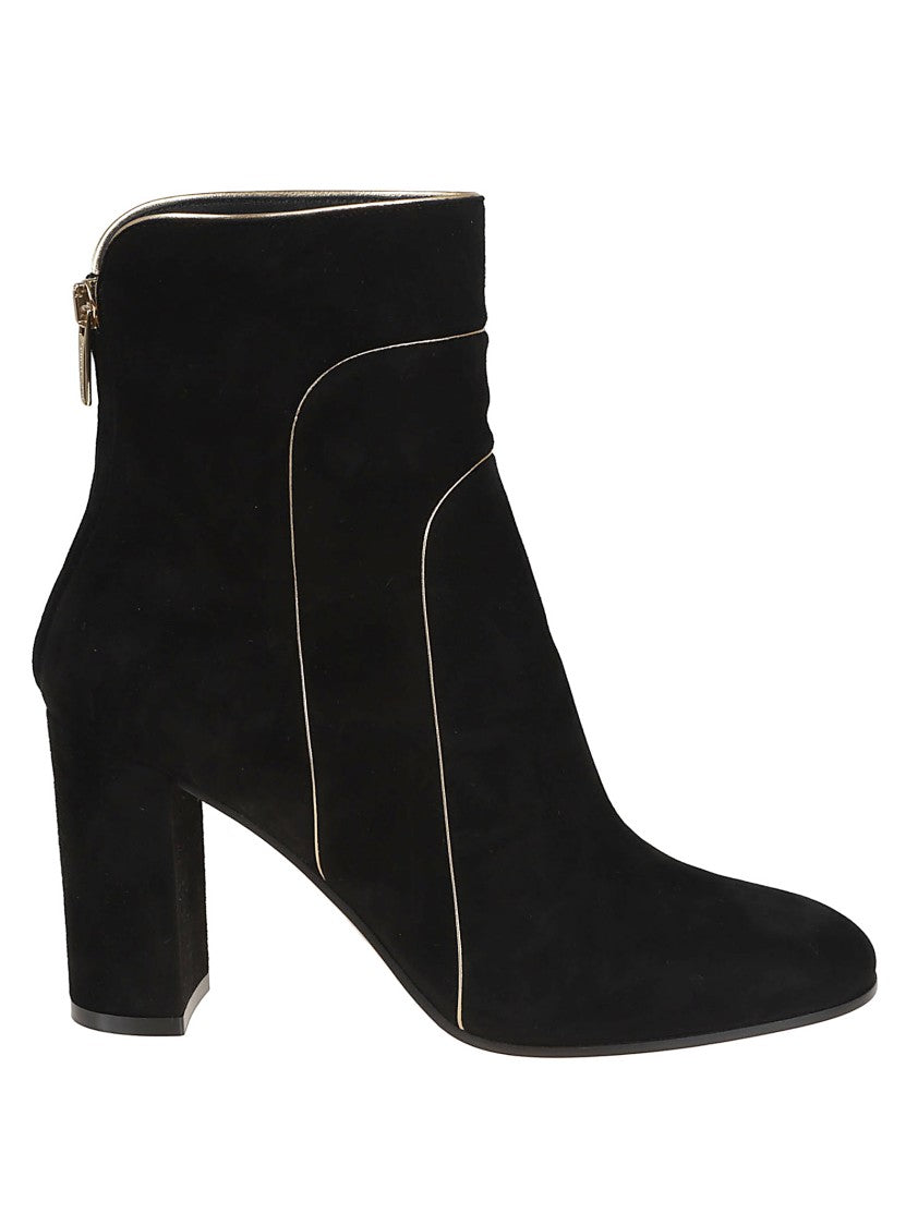 Gianvito Rossi Camoscio Art Deco-Inspired Black Suede Bootie