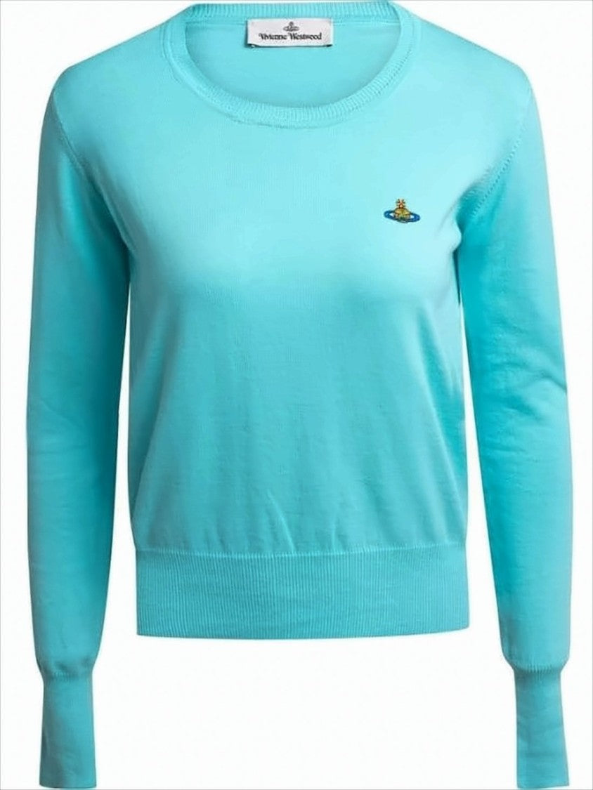 Vivienne Westwood Lightweight Blue Knit Sweater With Ribbed Details
