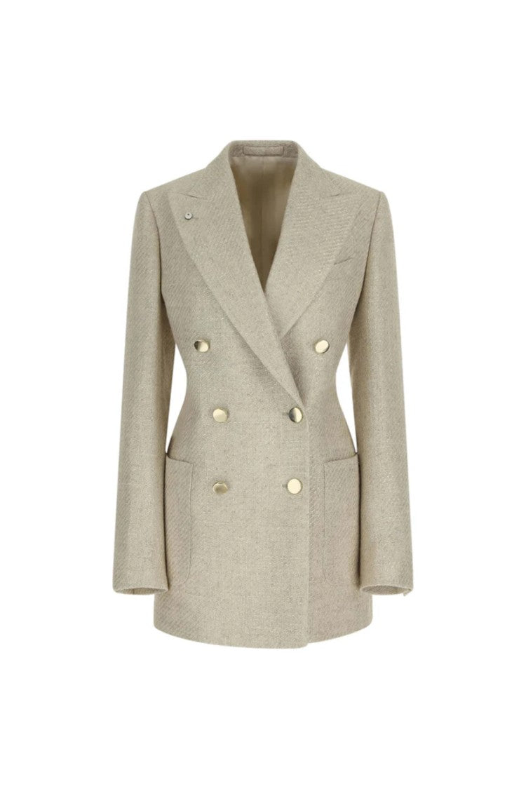 L.B.M. 1911 Double-Breasted Blazer In Viscose-Linen Blend